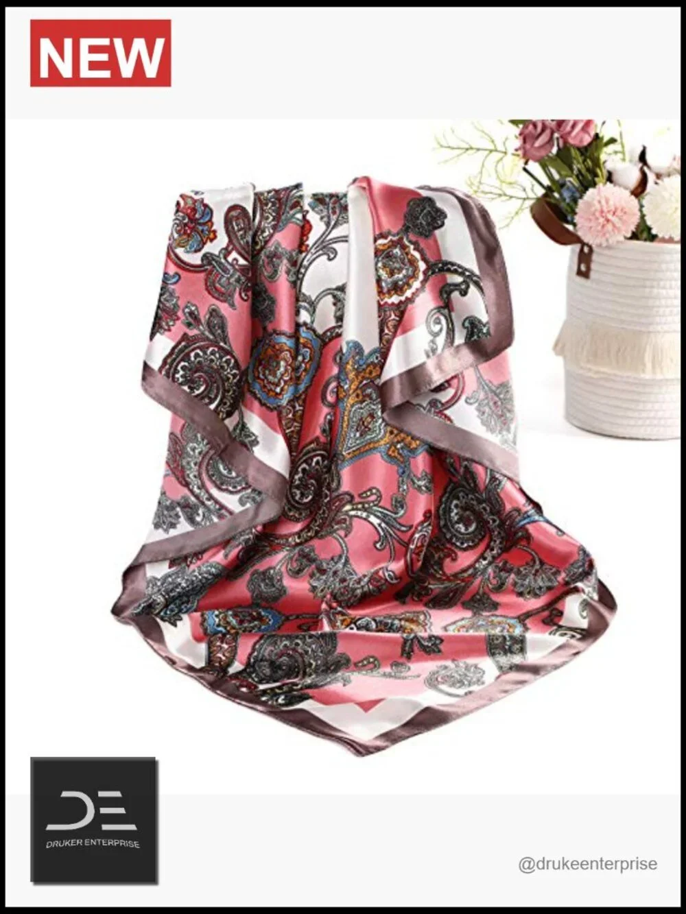Large Square Satin Hair Scarf Set of 4 for Women, Polyester